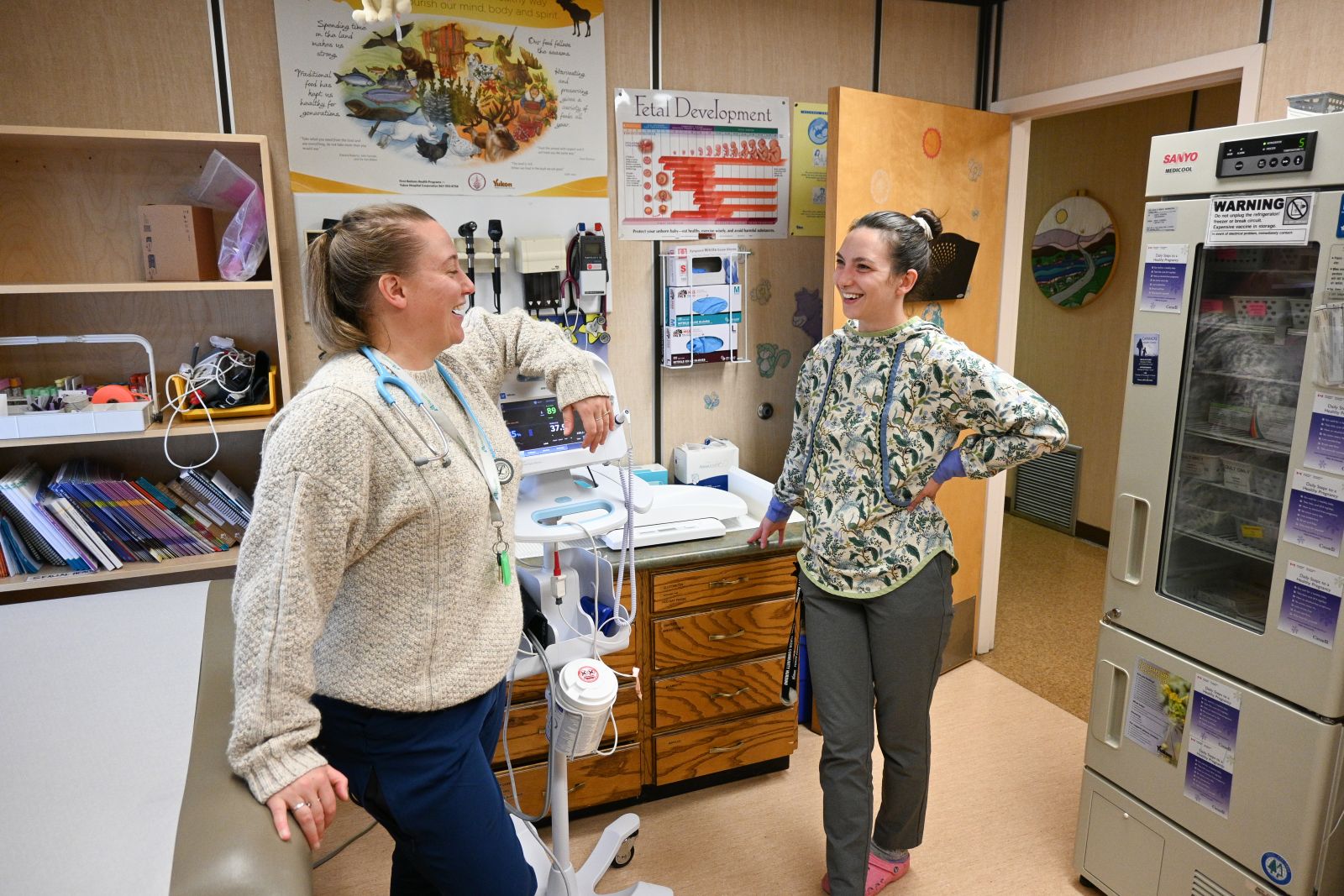 Two nurses are seen working at the Carmacks Health Centre