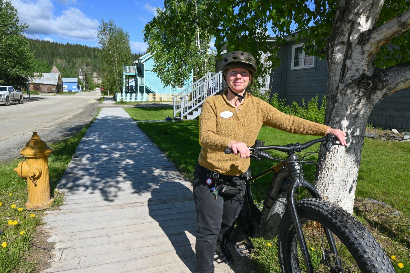 Sonja uses her e-bike to travel around Dawson City as a home support worker