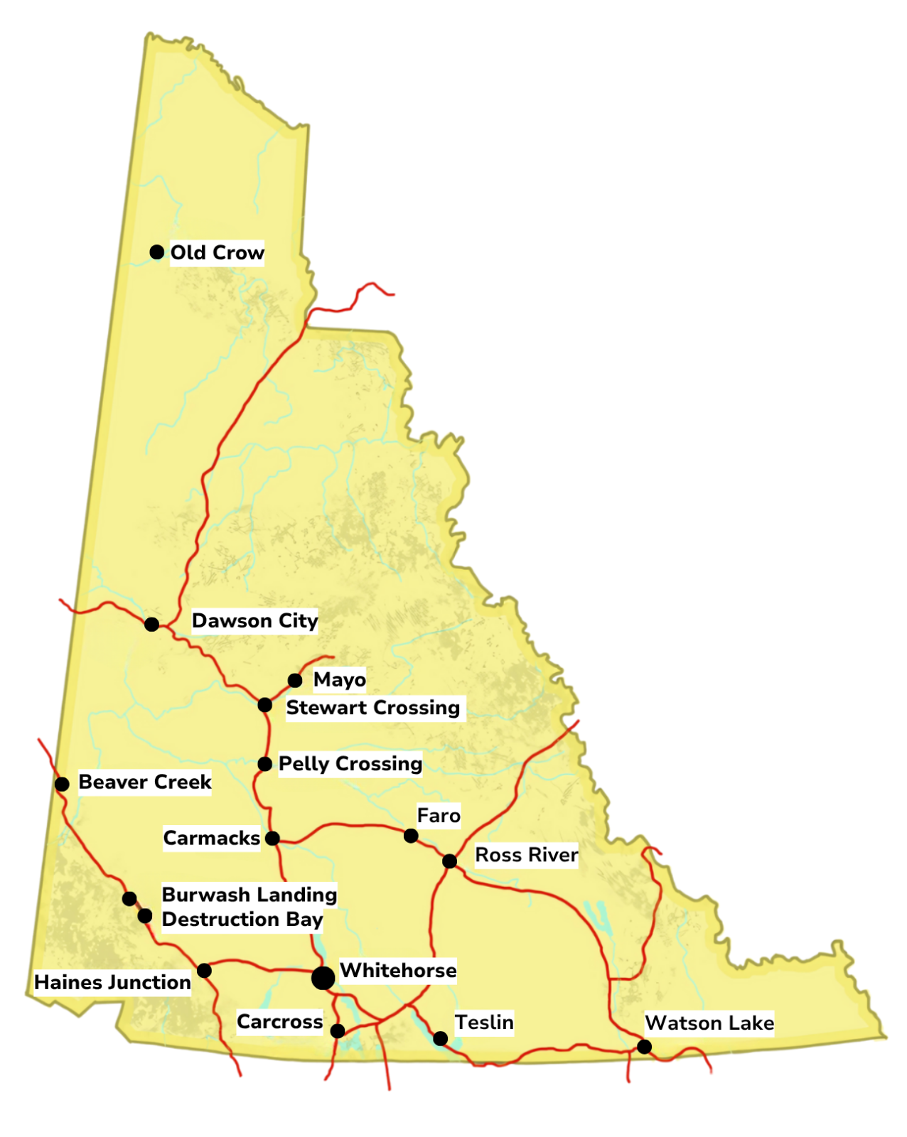 A map of Yukon communities
