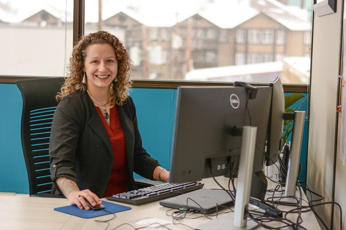 A human resources professional is shown at work in Whitehorse, Yukon
