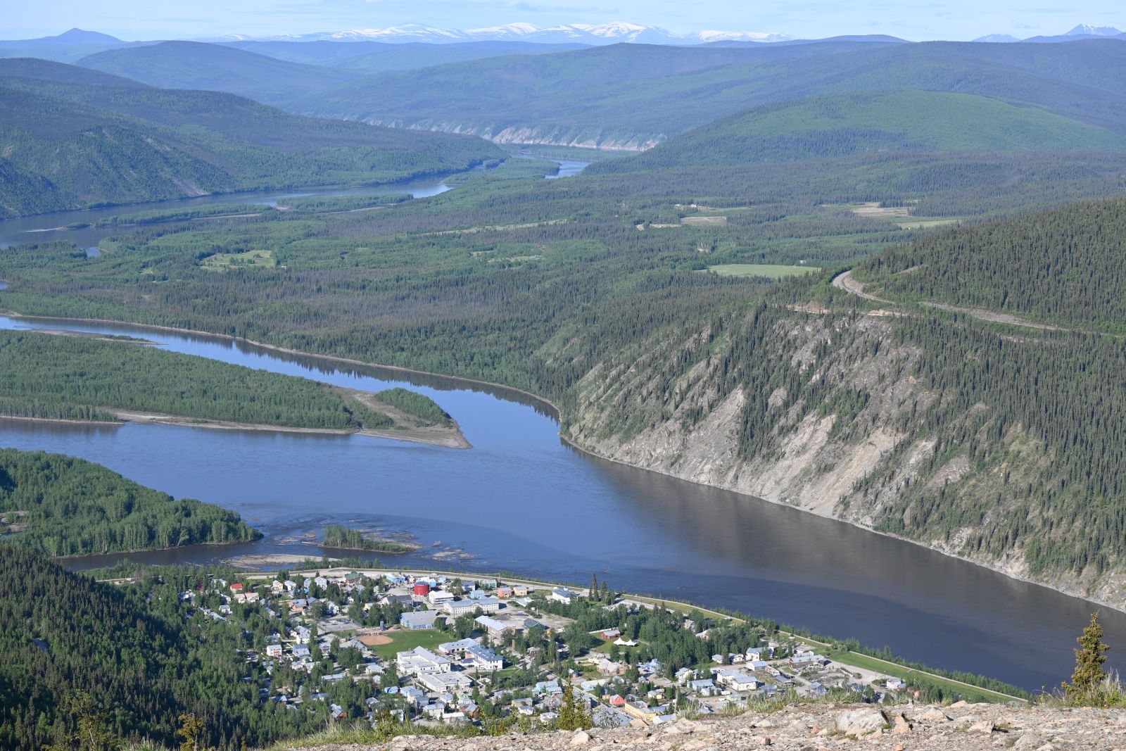Dawson City is seen from the scenic Dome Road lookout point.