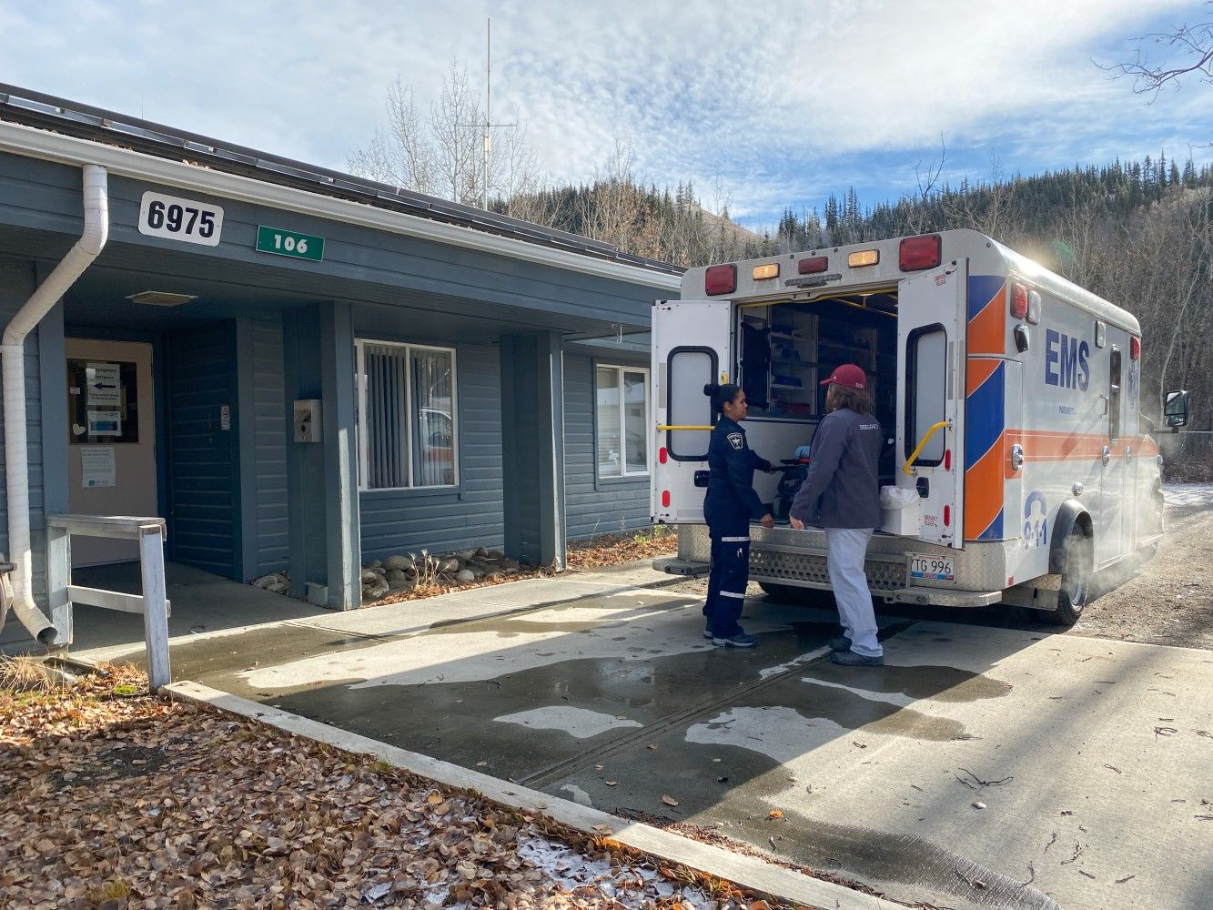 nurse standing by an ambulance