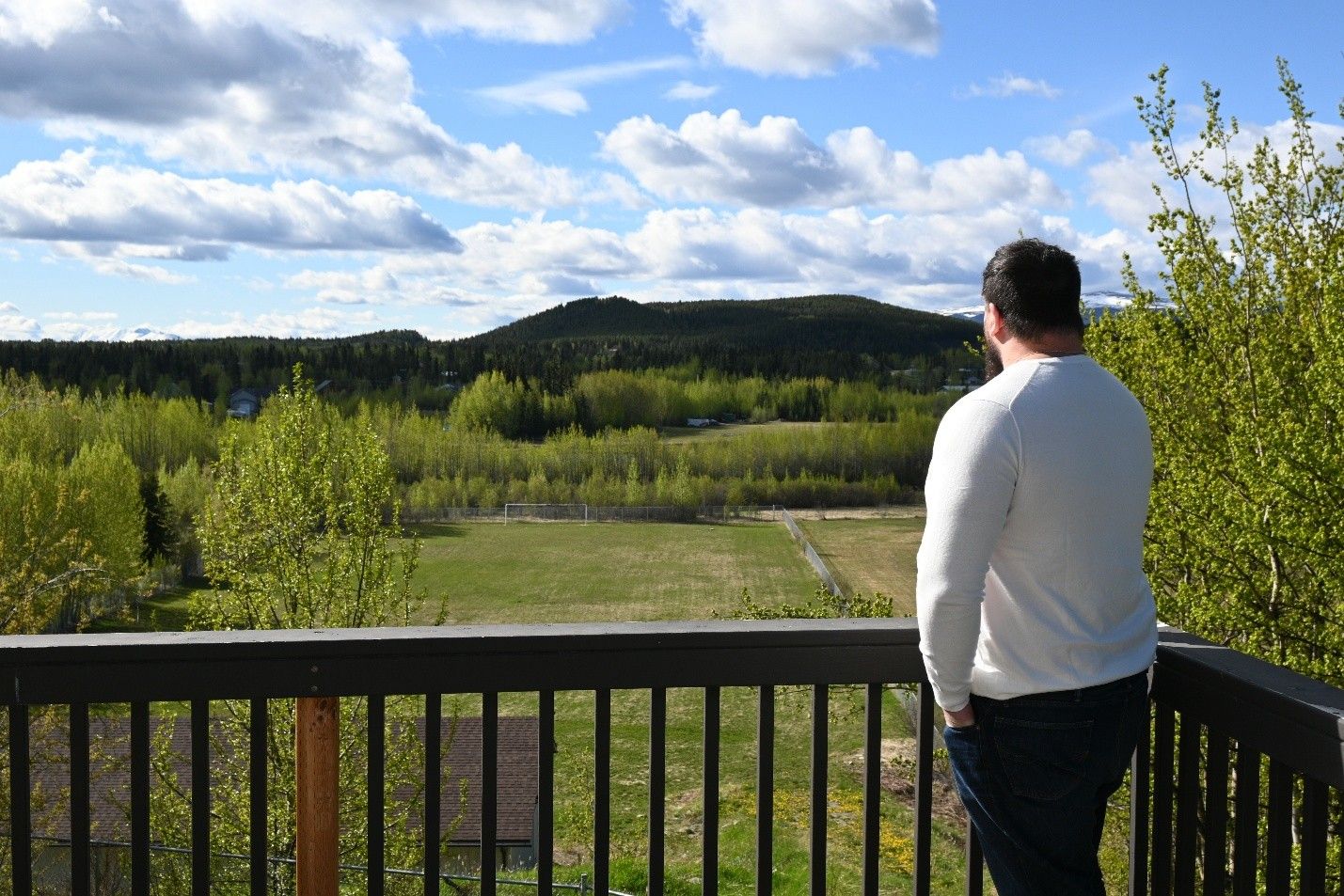 a person looking at a landscape