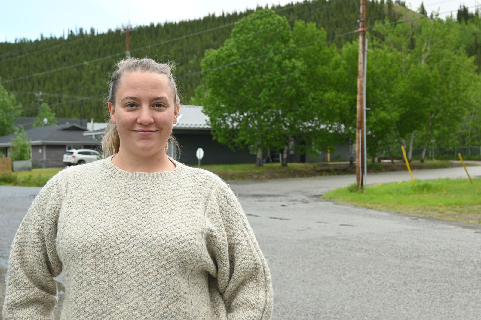 A nurse in Carmacks Yukon, outside the health centre