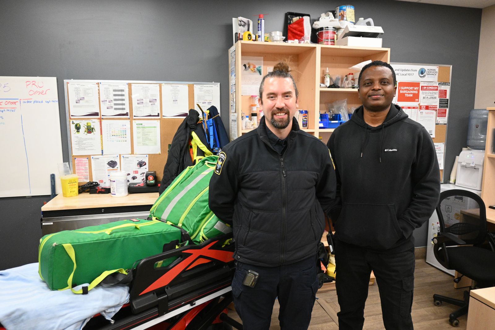 Two paramedic specialists are seen at work at the Whitehorse Emergency Shelter clinic