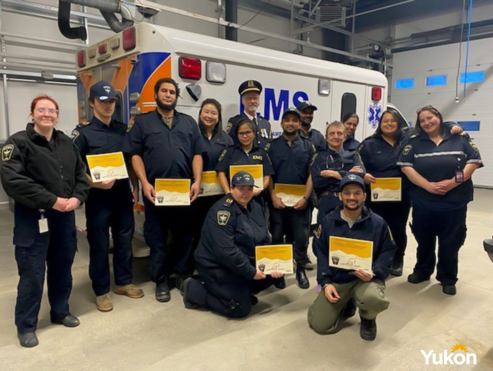 A graduating class of Emergency Medical Responders is shown in Carmacks, December 2024