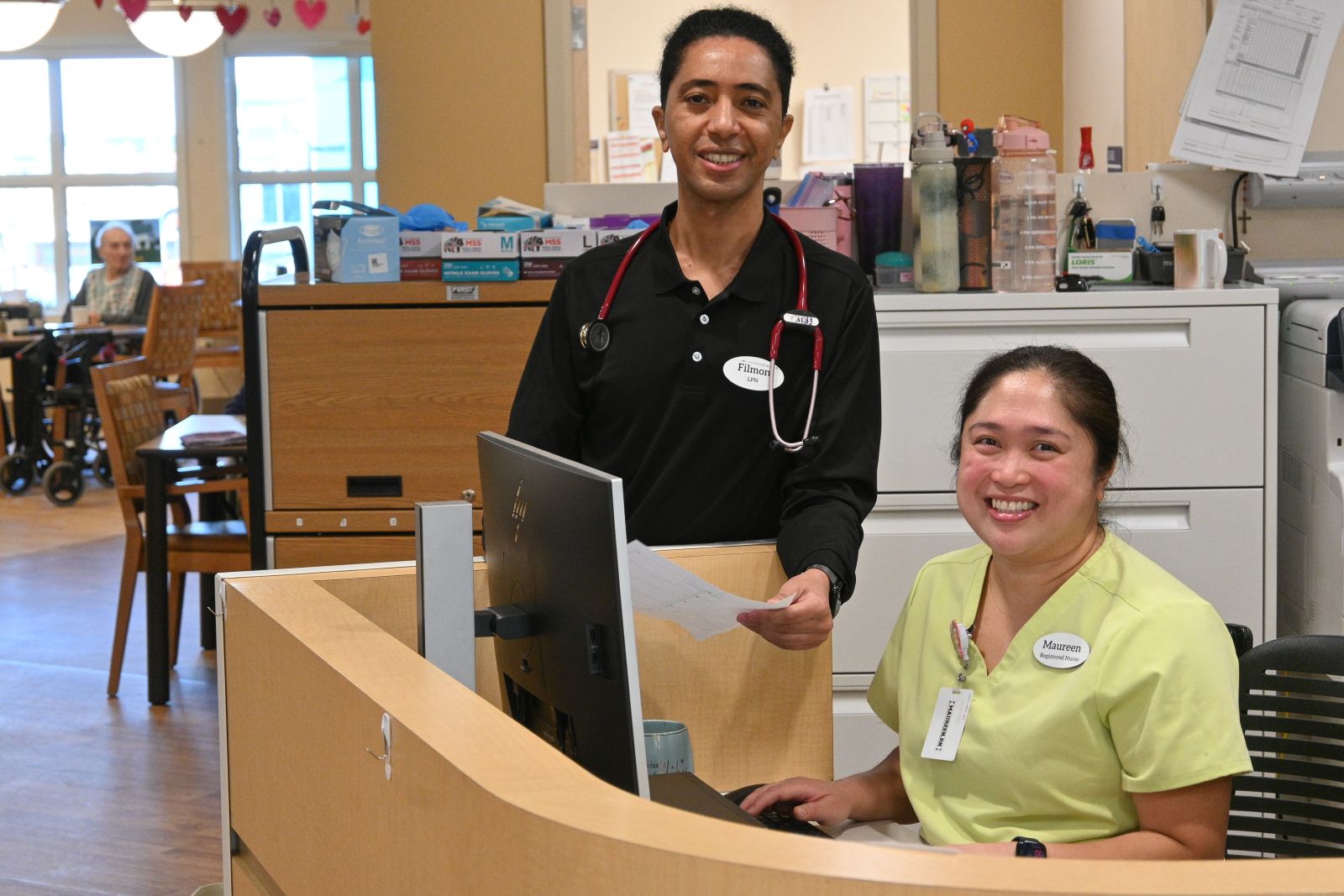 Nursing staff are shown at Whistle Bend Place in Whitehorse