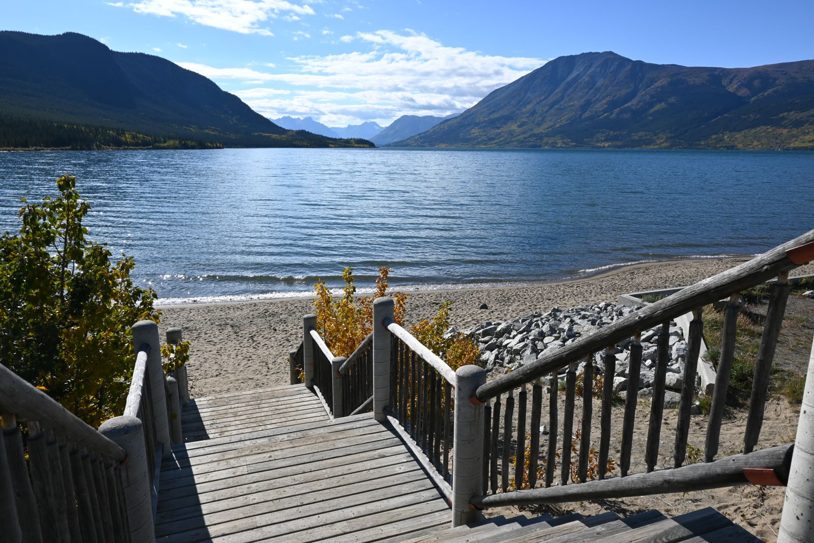 The sandy shore of Bennett Lake in Carcross is one of the nicest beaches in the Yukon.