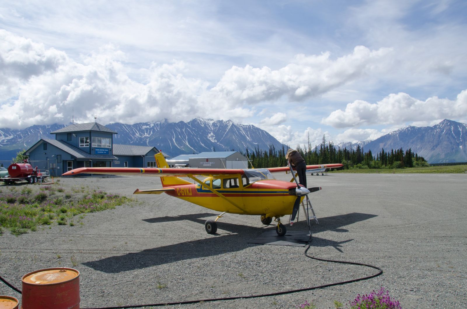 Haines Junction airport is the launching point for touring companies who take visitors to see glaciers from above.