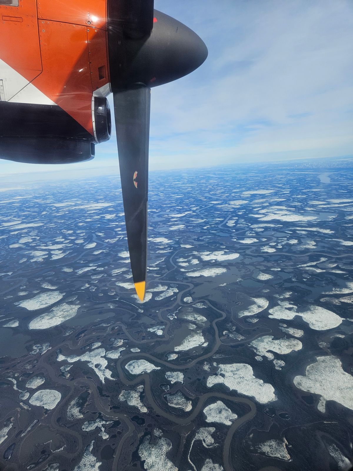 An aerial view of the Yukon, on the way to Old Crow
