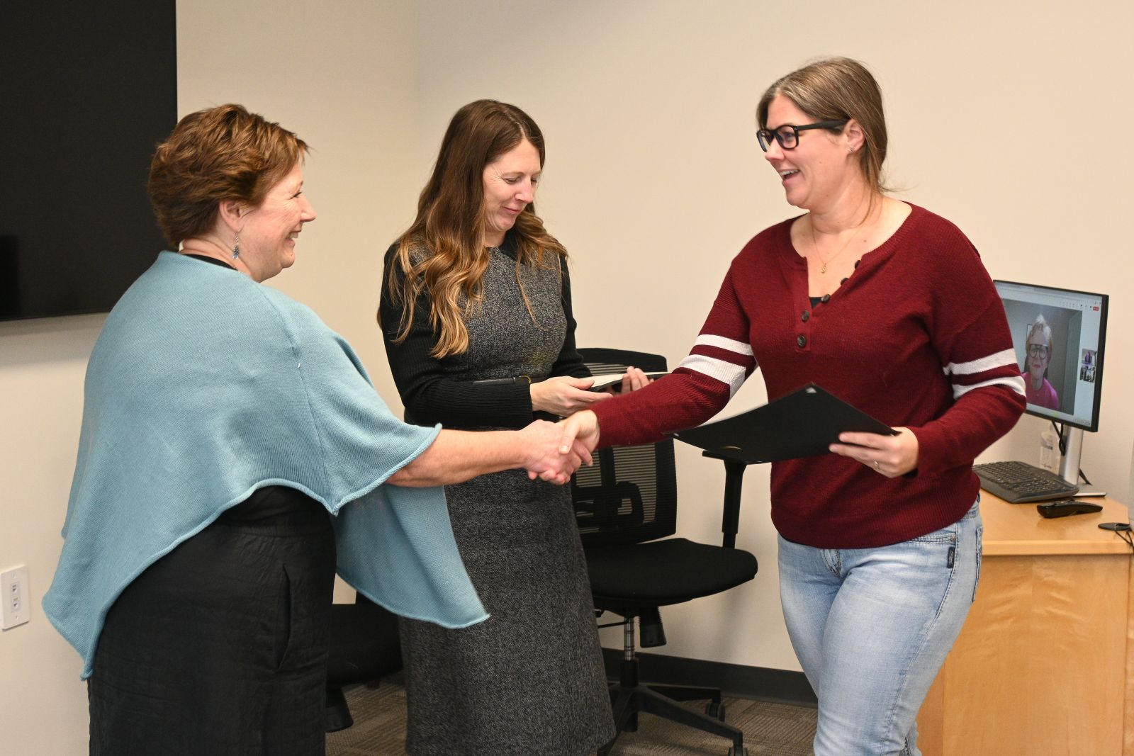 A nurse in the Yukon is congratulated for continuing her education