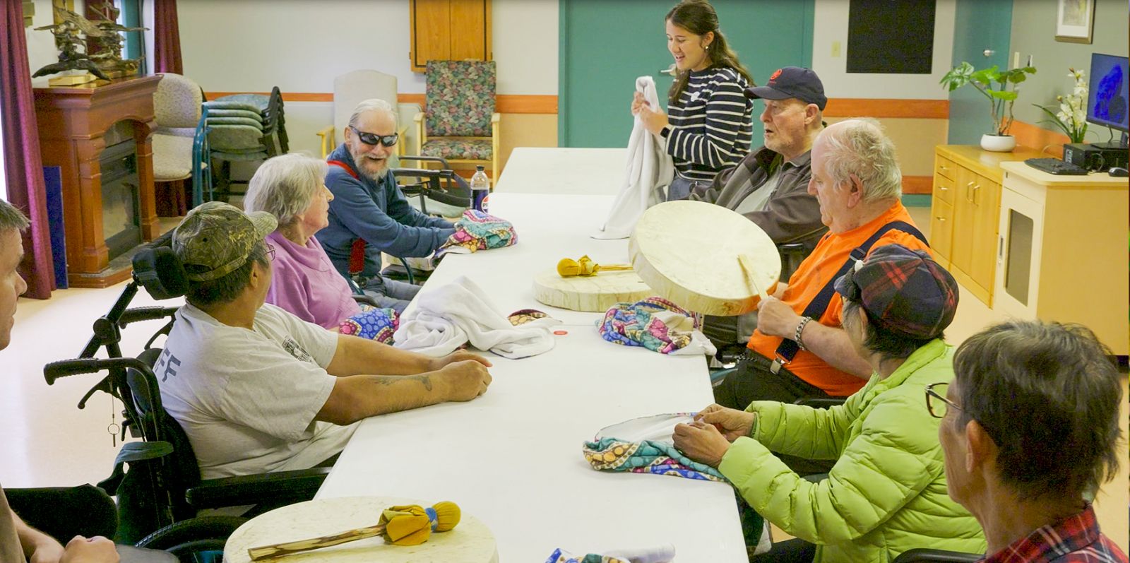 A drumming workshop at Copper Ridge Place in Whitehorse