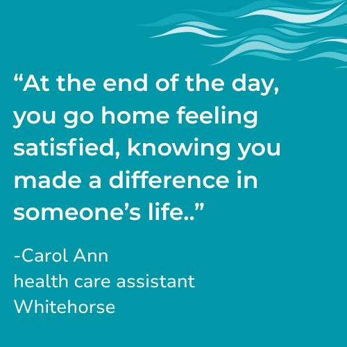 A quote board with text: "At the end of the day, you go home feeling satisfied, knowing you made a difference in someone’s life."