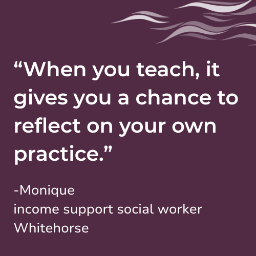 A quote board saying "when you teach, it gives you a chance to reflect on your own practice"