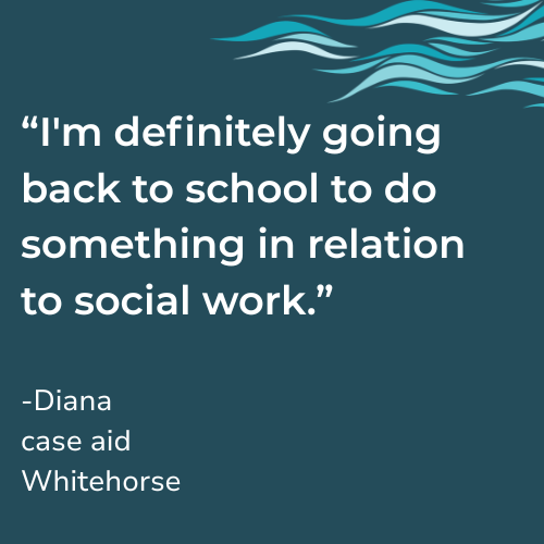 a written quote saying "I'm definitely going back to school to do something in relation to social work."