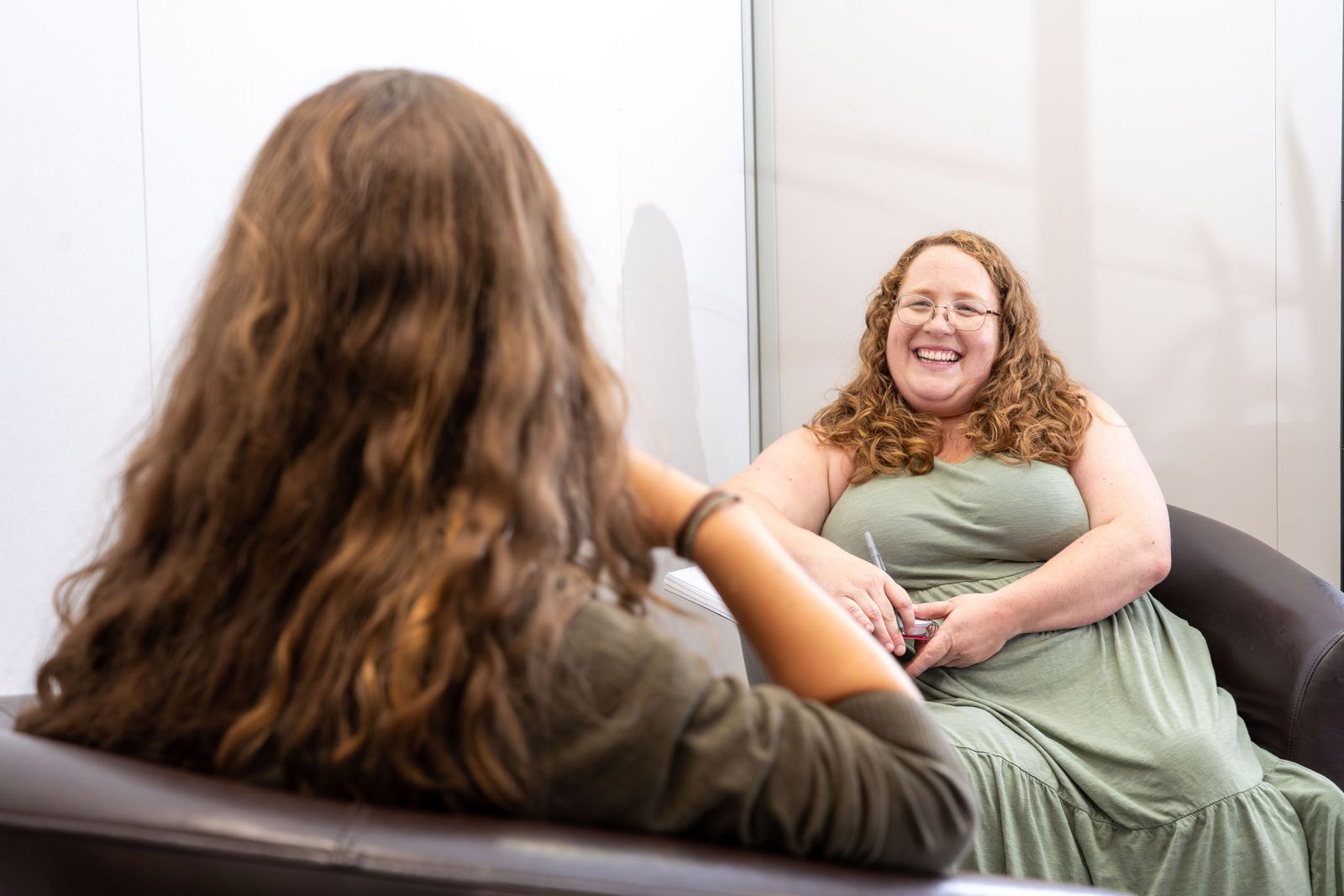 A community counsellor in Carcross is seen with a client