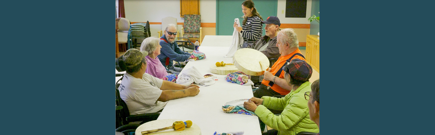 A drumming workshop at Copper Ridge Place in Whitehorse