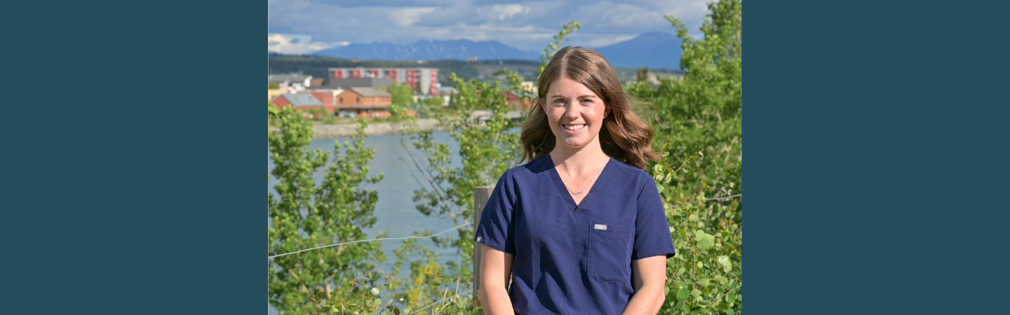 A banner shows Dr. Aline Halliday on a bluff in the Yukon